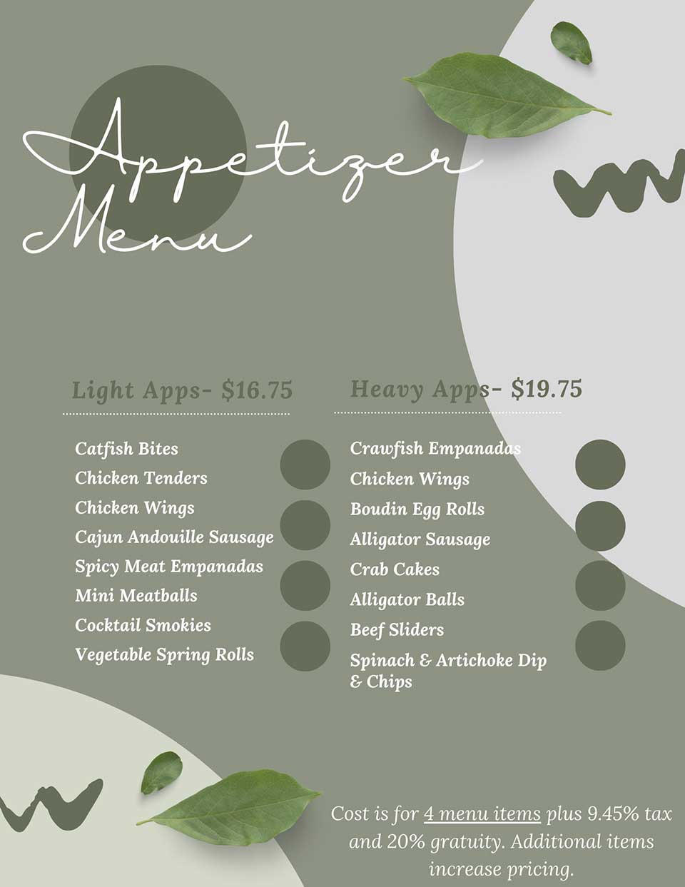 Appetizer Menu