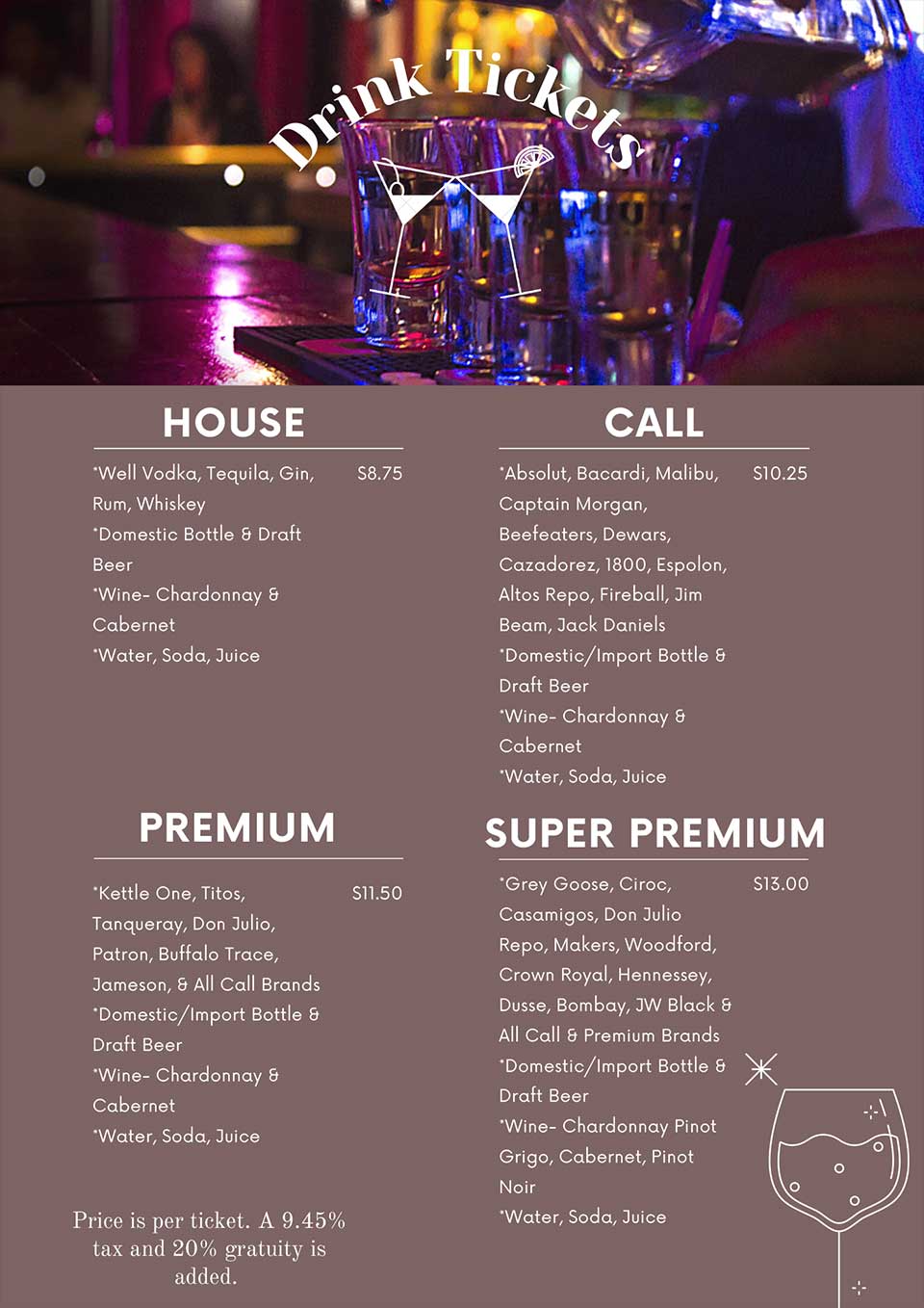 Drink Ticket Menu